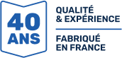 Logo 40 ans / Qualité et expérience / Fabriqué en France